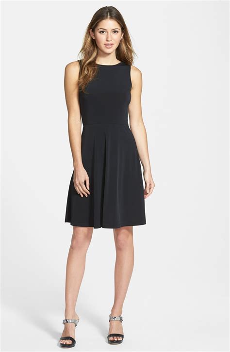 michael kors black fit and flare dress|Michael Kors Pleated Fit and Flare Dress .